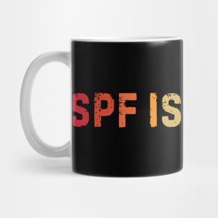 SPF Is My BFF Sunscreen Skincare Esthetician Funny Distressed Retro Sunset Mug